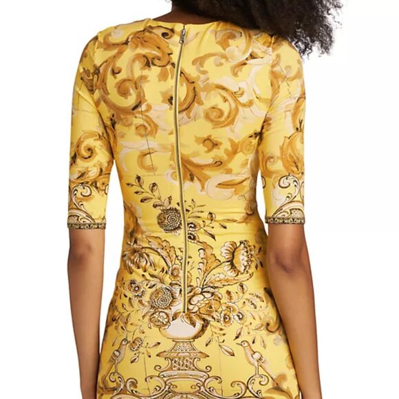 NWT$395 Alice + Olivia Delora Baroque Crew Neck Fitted Mini Dress Sz 4 (XS-S) - Picture 7 of 16